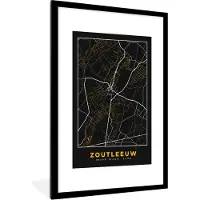 PosterMonkey Fotolijst incl. Poster - Zoutleeuw - Stadskaart - Plattegrond - Kaart - Goud - 80x120 cm - Posterlijst