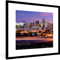 PosterMonkey Fotolijst incl. Poster - Avond - Verkeer - Stad - 40x40 cm - Posterlijst