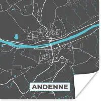 PosterMonkey Poster Kaart – Plattegrond – Stadskaart – Andenne – België - Grijs - 75x75 cm