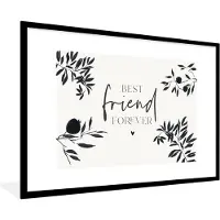 PosterMonkey Fotolijst incl. Poster - BFF - Best friends forever - Beste vrienden - Quotes - Spreuken - 120x80 cm - Posterlijst