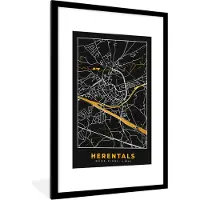 PosterMonkey Fotolijst incl. Poster - Stadskaart - Plattegrond - Kaart - Goud - Herentals - 60x90 cm - Posterlijst