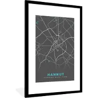 PosterMonkey Fotolijst incl. Poster - Stadskaart – Grijs - Kaart – Hannut – België – Plattegrond - 80x120 cm - Posterlijst