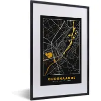 PosterMonkey Fotolijst incl. Poster - Oudenaarde - Stadskaart - Kaart - Goud - Plattegrond - 40x60 cm - Posterlijst