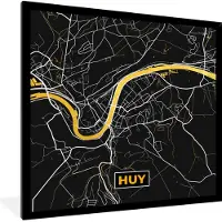 PosterMonkey Fotolijst incl. Poster - Plattegrond - Stadskaart - Huy - Goud - Kaart - 40x40 cm - Posterlijst
