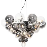 QAZQA Hanglamp zwart met smoke en helder glas 13-lichts - Bonnie