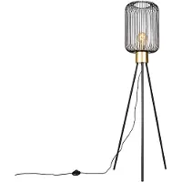 QAZQA Design vloerlamp zwart met goud - Mayelle