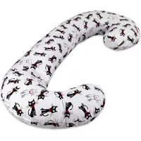 Viking Choice Body pillow - 240 cm - 100% katoen - grijs met zwart witte poesjes
