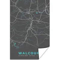 PosterMonkey Poster Stadskaart – Grijs - Kaart – Walcourt – België – Plattegrond - 20x30 cm