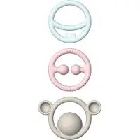 Moluk NIGI, NAGI & NOGI / SET Pastelkleuren, set van 3 tactiele bijtringen in verschillende kleuren, in siliconen rubber, in doos 12.5x2x25.8cm, 0+