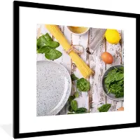 PosterMonkey Fotolijst incl. Poster - Pasta - Kruiden - Ei - Citroen - Keuken - 40x40 cm - Posterlijst