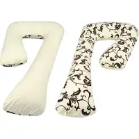 Viking Choice Zijslaapkussen - 235 cm - 100% katoen - crème en crème met blaadjes