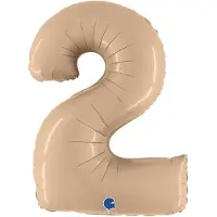 Ballongkungen AB Folieballon Cijfer 2 Satin Nude - 100 cm