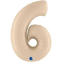 Ballongkungen AB Folieballon Cijfer 6 Satin Cream - 100 cm