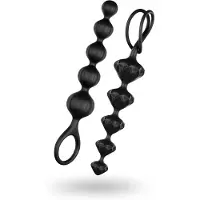 Satisfyer Love Beads - anale kralen set - siliconen - zwart