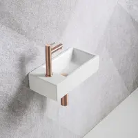 Guido Gusto Fonteinset Mia 40.5x20x10.5cm glans wit links inclusief fontein kraan, sifon en afvoerplug mat rose goud