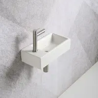 Guido Gusto Fonteinset Mia 40.5x20x10.5cm mat wit links inclusief fontein kraan, sifon en afvoerplug RVS