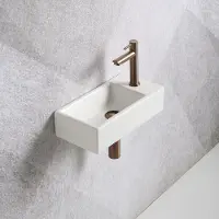 Guido Gusto Fonteinset Mia 40.5x20x10.5cm mat wit rechts inclusief fontein kraan, sifon en afvoerplug copper