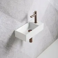 Guido Gusto Fonteinset Mia 40.5x20x10.5cm glans wit rechts inclusief fontein kraan, sifon en afvoerplug copper