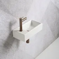 Guido Gusto Fonteinset Mia 40.5x20x10.5cm mat wit links inclusief fontein kraan, sifon en afvoerplug copper
