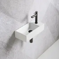 Guido Gusto Fonteinset Mia 40.5x20x10.5cm glans wit rechts inclusief fontein kraan, sifon en afvoerplug gun metal
