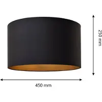 Helam Lampenkap Alba, Ø 45 cm, E27, zwart/goud Alba, zwart, Woon-/ Eetkamer, Textiel / Stof / Zijde