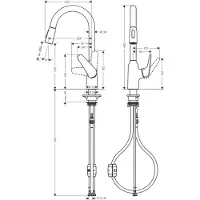 Hansgrohe focus m42 eengreeps keukenmengkraan 220 met uittrekbare vuistdouche, 2 straalsoorten, rvs look
