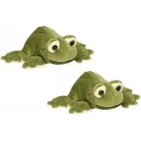 Semo Pluche kikker knuffel - Set van 2x stuks - 13 cm - speelgoed knuffels - kikkers