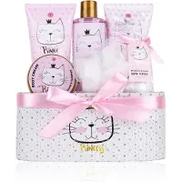 Accentra Cadeau meisje 3 jaar t/m 8 jaar - Badset kinderen - Princess Kitty in glitter mand - Roze - 4 jaar, 5 jaar, 6 jaar, 7 jaar