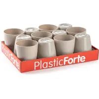 PlasticForte Drinkglazen - 36x - taupe - kunststof - 400 ml - herbruikbaar - sapglazen - waterglazen