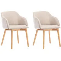 Vente-unique Set van 2 stoelen - Stof en hevea hout - Beige - JELISA