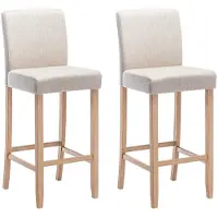 Vente-unique Set van 2 barkrukken - Stof - Beige - ROVIGO