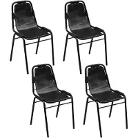 vidaXL Eetkamerstoelen 4 stuks zwart 49x52x88 cm echt leer online kopen