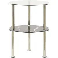 vidaXL Bijzettafel 2-laags 38x38x50 cm gehard glas transparant zwart