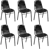 vidaXL Eetkamerstoelen 6 stuks zwart 49x52x88 cm echt leer online kopen