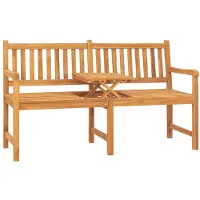 vidaXL Tuinbank met tafel 3-zits 150 cm massief teakhout
