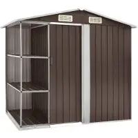 vidaXL Tuinschuur met rek 205x130x183 cm ijzer bruin