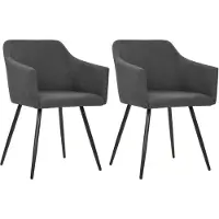 vidaXL Eetkamerstoelen 2 st stof donkergrijs