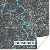 PosterMonkey Poster Duitsland – Blauw – Duisburg – Stadskaart – Kaart – Plattegrond - 75x75 cm