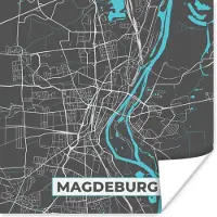 PosterMonkey Poster Stadskaart – Magdeburg – Duitsland – Plattegrond – Kaart - 100x100 cm XXL