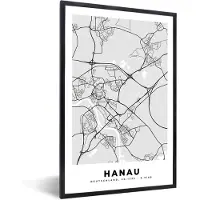 PosterMonkey Fotolijst incl. Poster - Hanau - Kaart - Stadskaart - Duitsland - Plattegrond - 20x30 cm - Posterlijst