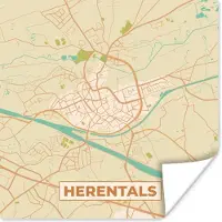 PosterMonkey Poster Vintage - Plattegrond - Herentals - Kaart - Stadskaart - 75x75 cm