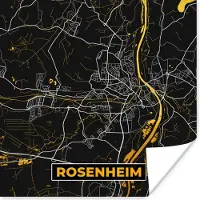 PosterMonkey Poster Black and Gold – Stadskaart – Rosenheim – Duitsland – Plattegrond – Kaart - 100x100 cm XXL