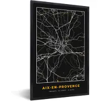 PosterMonkey Fotolijst incl. Poster - Stadskaart – Frankrijk – Kaart – Aix-en-Provence– Plattegrond - 60x90 cm - Posterlijst