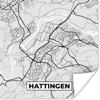 PosterMonkey Poster Hattingen - Stadskaart - Plattegrond - Kaart - Duitsland - 100x100 cm XXL