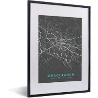 PosterMonkey Fotolijst incl. Poster - Draguignan - Kaart - Stadskaart - Kaart - Frankrijk - 30x40 cm - Posterlijst - Plattegrond
