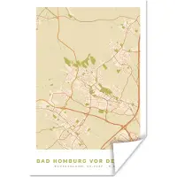 PosterMonkey Poster Kaart - Stadskaart - Bad Homburg vor der Höhe - Plattegrond - Vintage - 40x60 cm