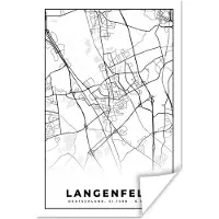 PosterMonkey Poster Langenfeld - Plattegrond - Stadskaart - Kaart - 60x90 cm