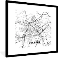 PosterMonkey Fotolijst incl. Poster - Velbert - Kaart - Plattegrond - Stadskaart - 40x40 cm - Posterlijst