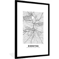 PosterMonkey Fotolijst incl. Poster - Plattegrond - Duitsland - Dorsten - Kaart - Stadskaart - 60x90 cm - Posterlijst