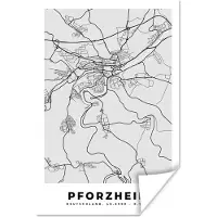 PosterMonkey Poster Duitsland - Kaart - Stadskaart - Plattegrond - Pforzheim - 120x180 cm XXL